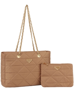 Quilted Nylon 2-in-1 Satchel GLV0166M TAUPE